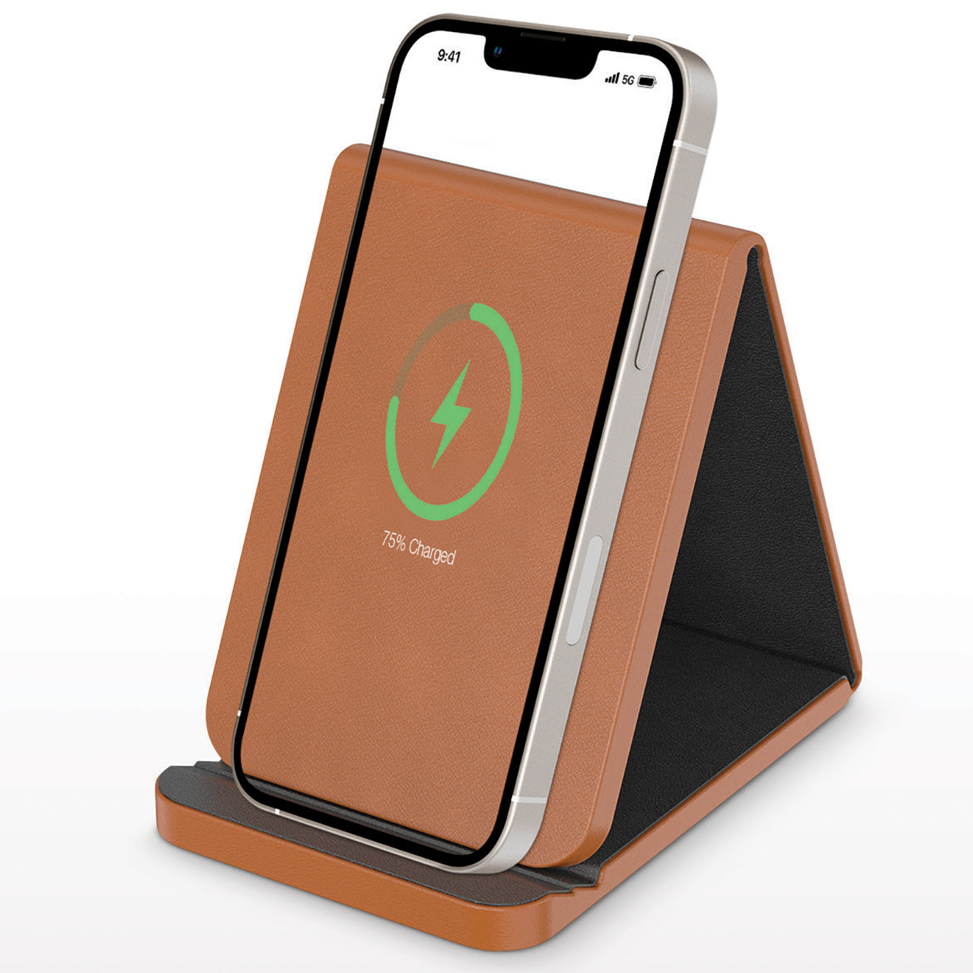 Folding Leather Wireless Charging Stand (Fast Charge)