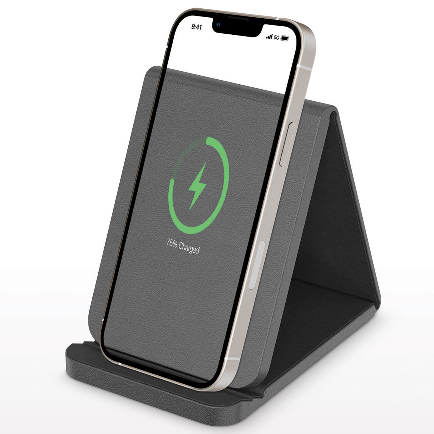 Folding Leather Wireless Charging Stand (Fast Charge)