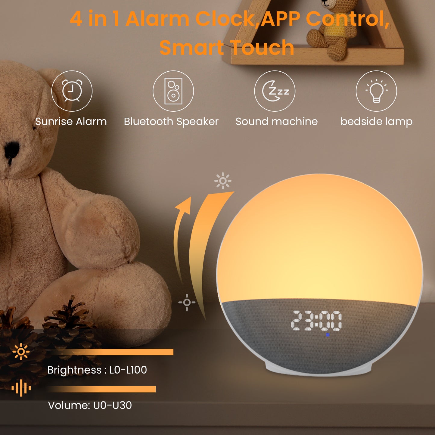 Sun Simulator Alarm Clock and Speaker