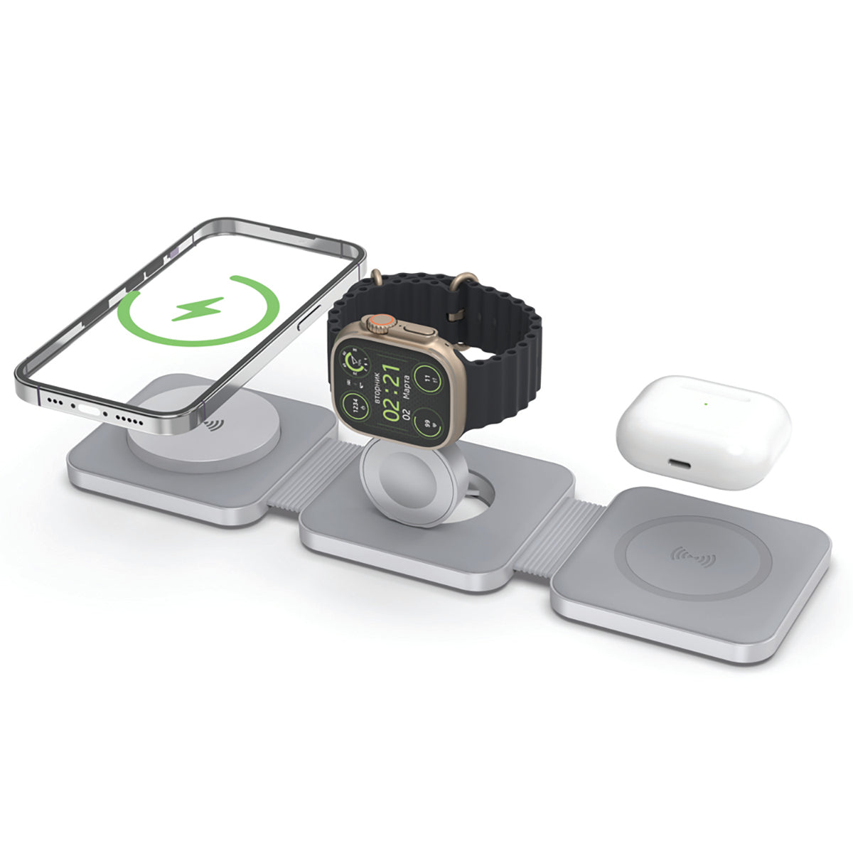 Tri Fold Charging Station - with Fast Charge Adapter and Carrying Case