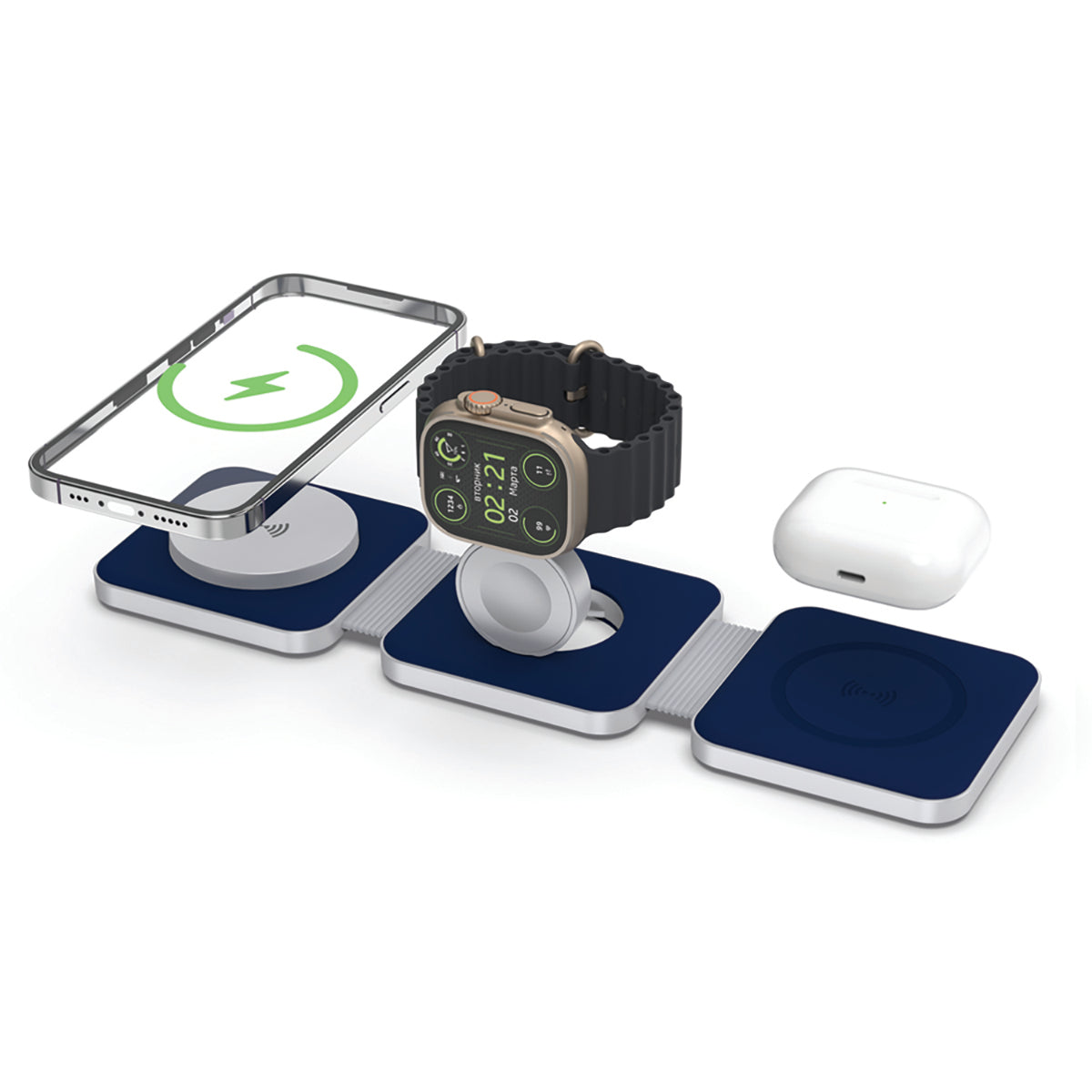 Tri Fold Charging Station - with Fast Charge Adapter and Carrying Case