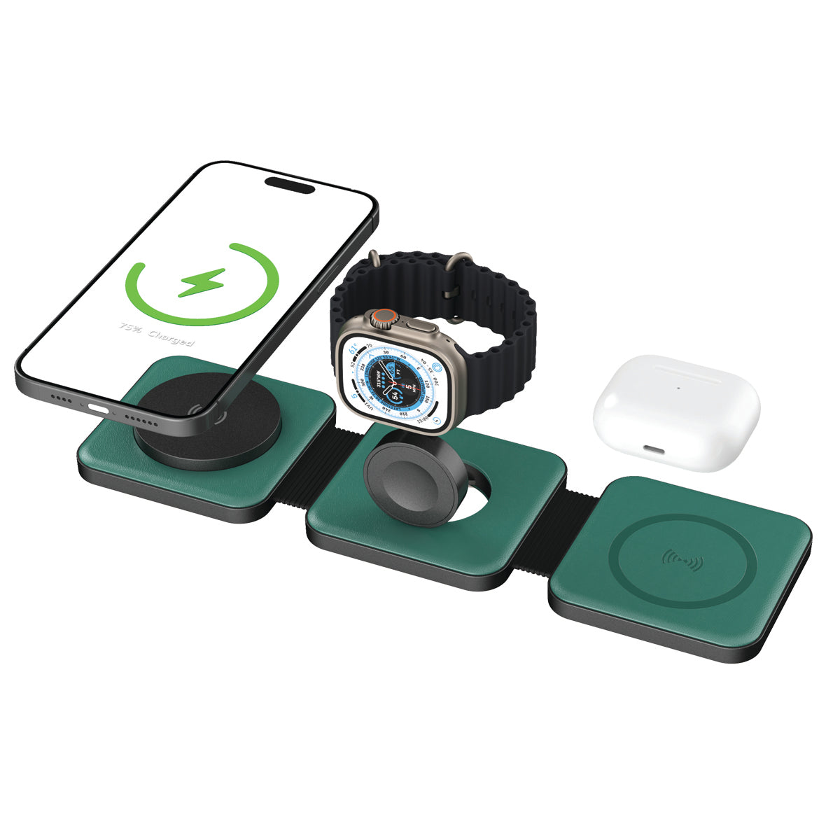 Tri Fold Charging Station - with Fast Charge Adapter and Carrying Case
