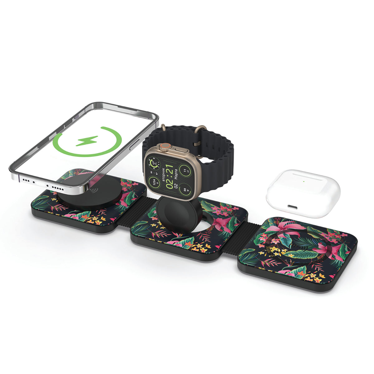 Tri Fold Charging Station - with Fast Charge Adapter and Carrying Case