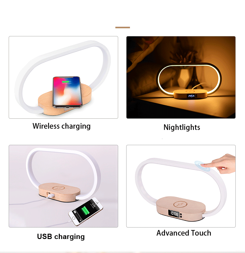 Wireless Charging Lamp with Clock